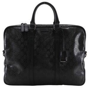 Gucci GUCCI Briefcase Business Bag GG Imprime 201430 PVC Black A4 Double Zipp...